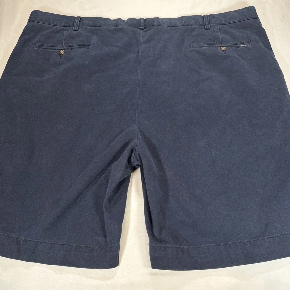 Polo Ralph Lauren Mens 48B Navy Blue‎ Flat Front Chino Shorts Golf Casual 10